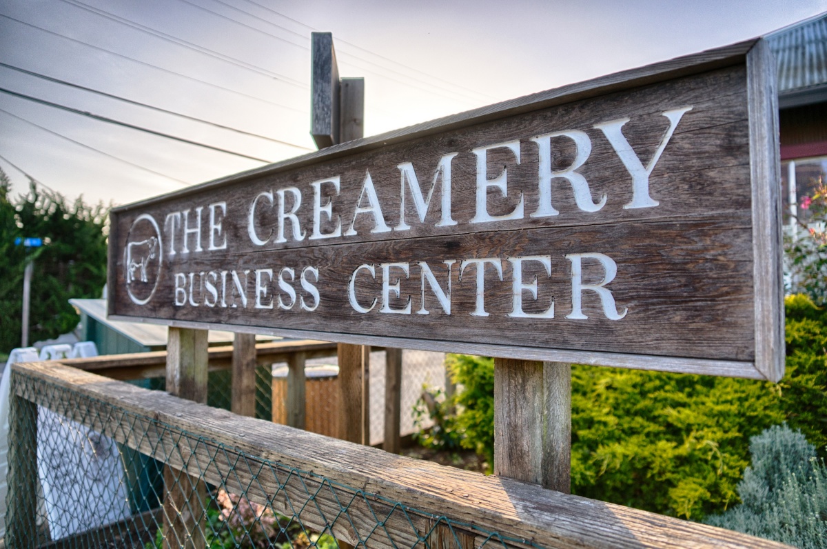 sign that reads "the creamery business center"